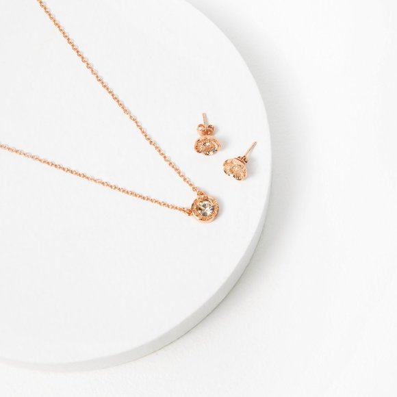 Coach Rose Gold Necklace & Earring Set - Picture 9 of 9
